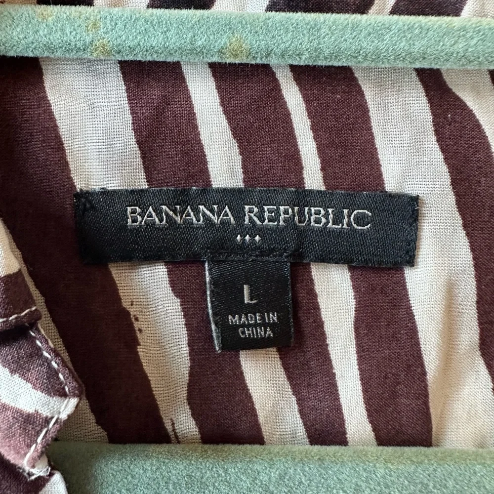 Banana Republic Brown Zebra Print Women's Top Size L - Picture 3 of 6